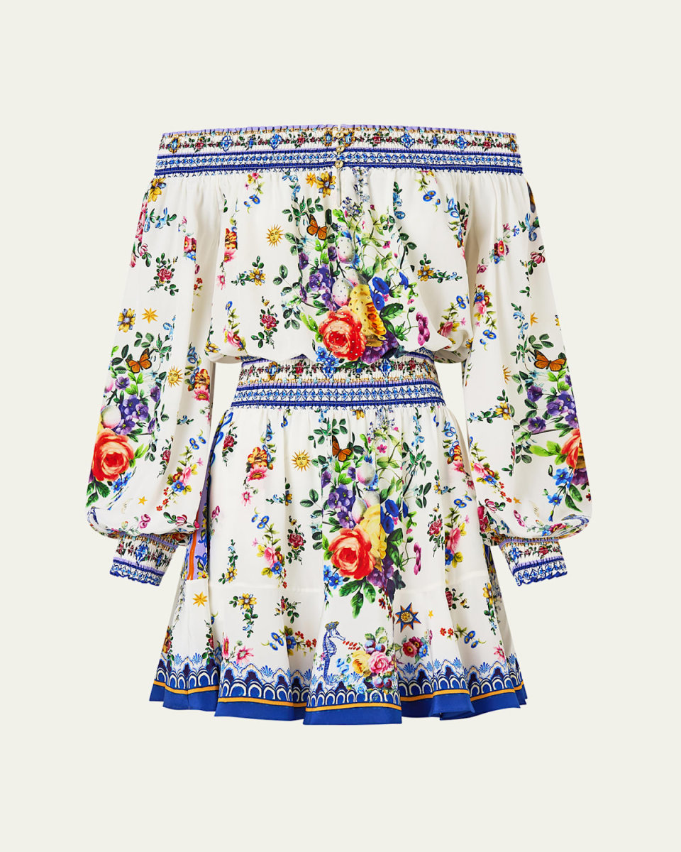 Tiles Darls Off-Shoulder Mini Dress